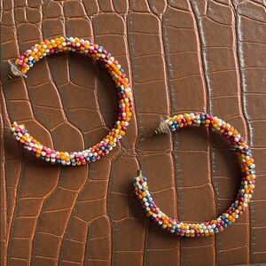 Colorful “Candy” Beaded Hoop Earrings
